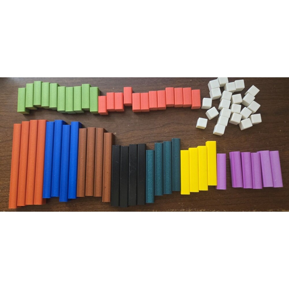New Plastic Cuisenaire Colored Rods Set of 74 in Original Packaging
